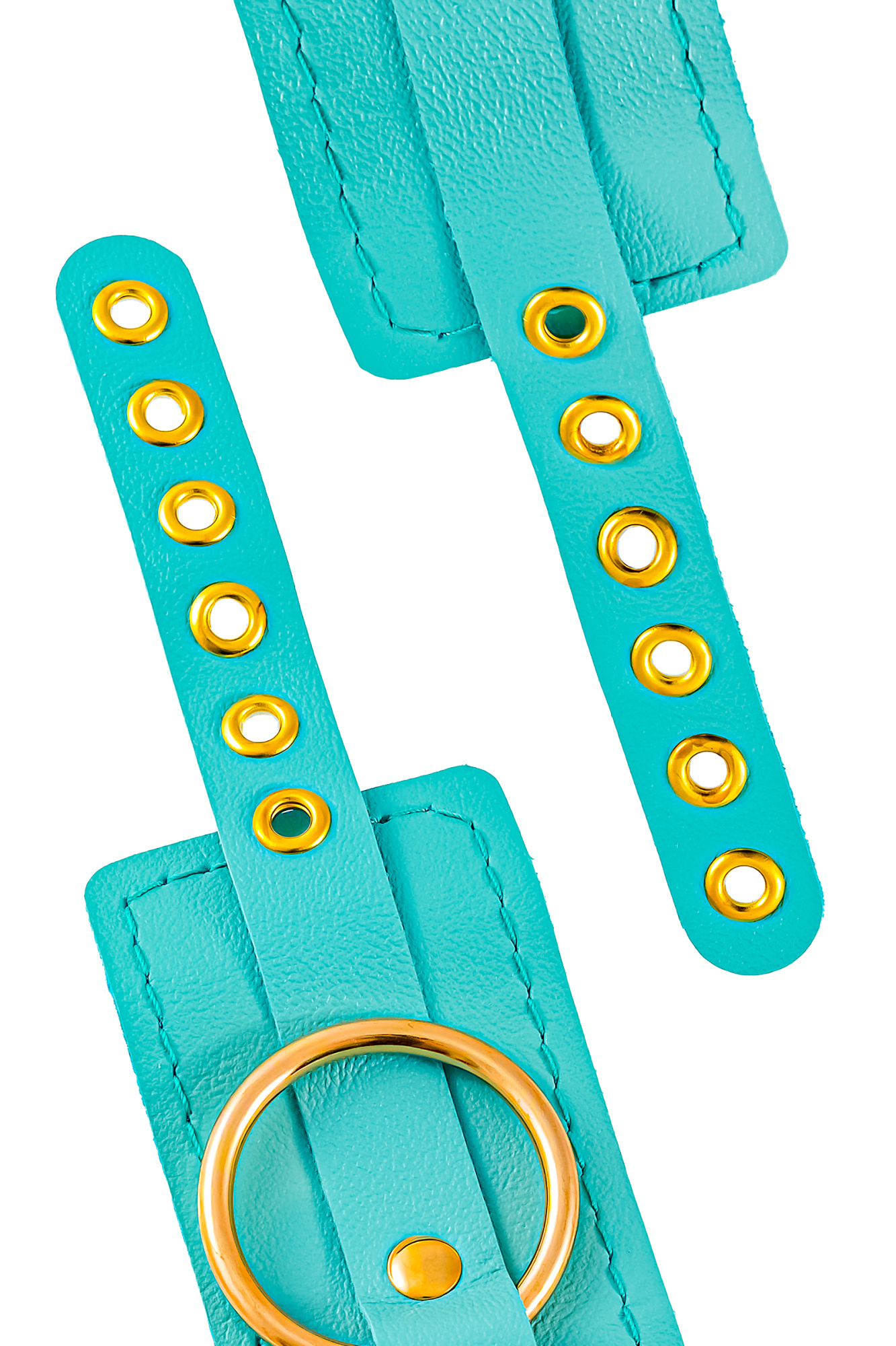 Наручники Pecado BDSM, прямоугольные, однослойные, натуральная кожа, голубой_7