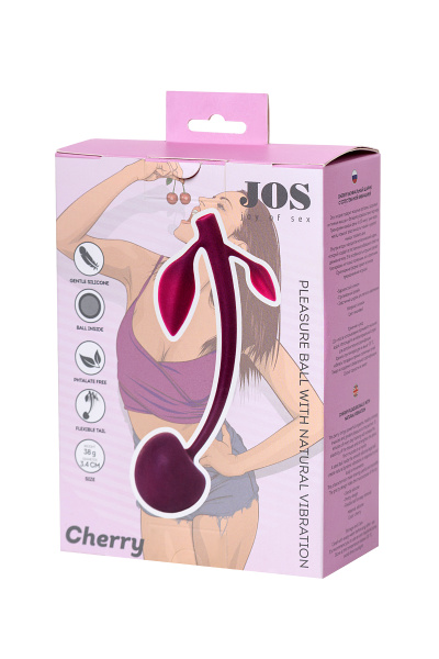 Вагинальный шарик JOS CHERRY, силикон, бордовый, 14,5 см_6