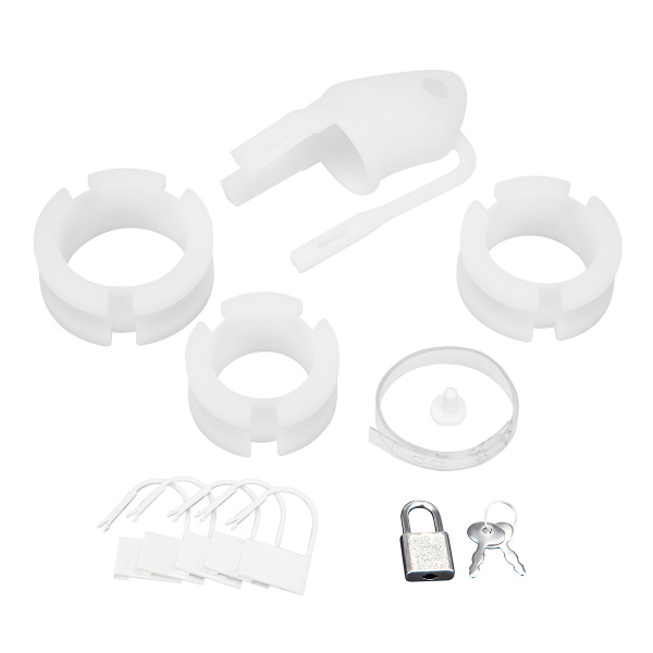 Клетка для пениса белая Silicone Small 2 in Cock Cage With Ball Divider_5