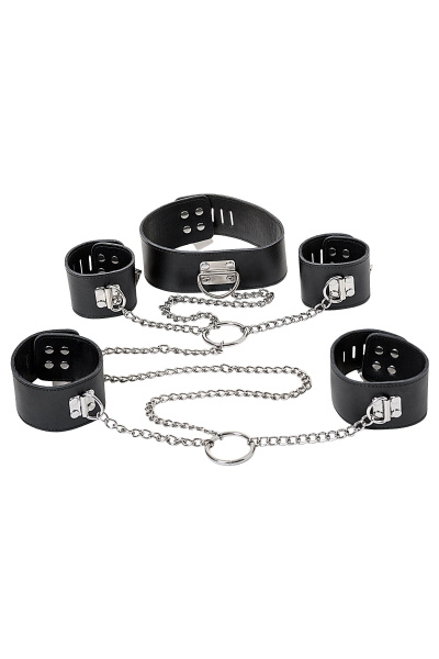 Комплект бондажный TOYFA Theatre, кожанный, черный_3