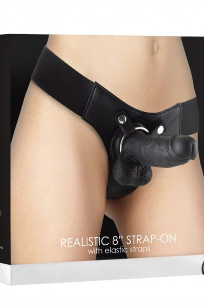 Страпон с кожаными трусиками Realistic - 8 Inch_1