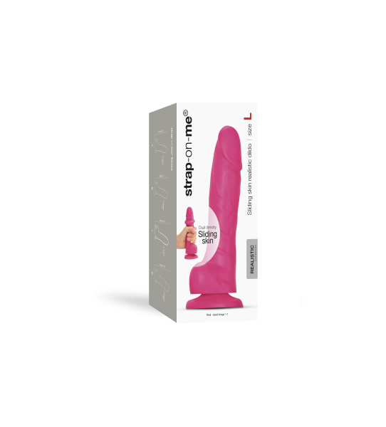 Фаллоимитатор Strap-On-Me Realistic Dildo с подвижной кожей, фуксия L, 19 см_3