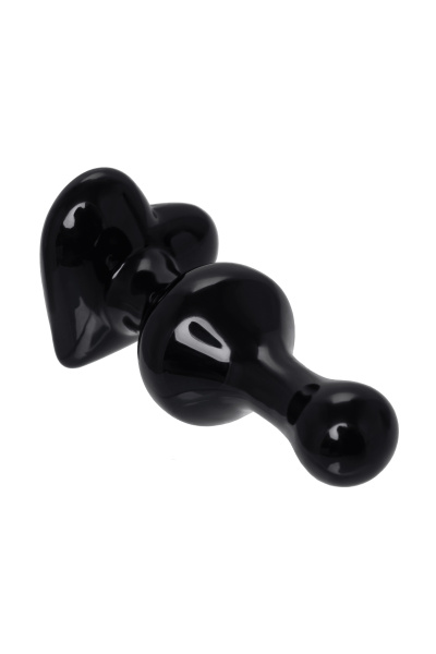 Анальная втулка Sexus Glass, стекло, черная, 9,8 см_3