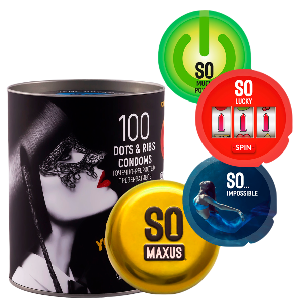 Презервативы MAXUS SO MUCH SEX SPECIAL в черном тубусе, точечно-ребристые, 100 шт_2
