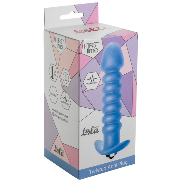 Анальная пробка с вибрацией Twisted Anal Plug Blue (Батарейки ААА)_1
