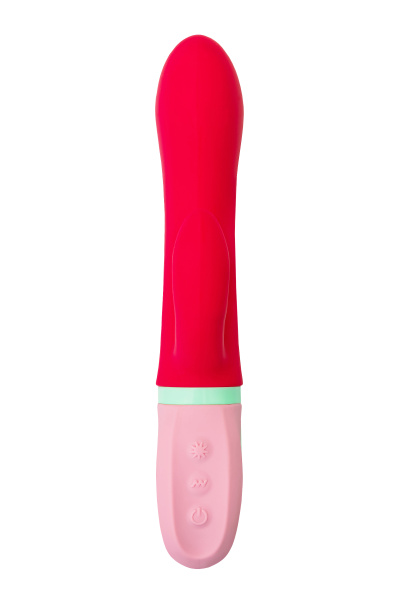 Вибратор с клиторальным стимулятором Flovetta PETUNIA, силикон, красный, 19 см_3