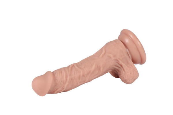 Реалистичный фаллоимитатор REAL с мошонкой на присоске, silicone, 17 х 3,6 см._5