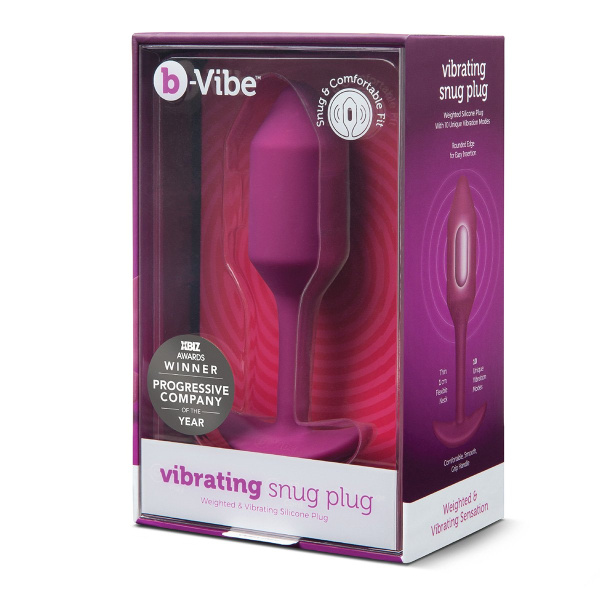 Пробка для ношения с вибрацией розовая B-Vibe Vibrating Snug Plug 2_2