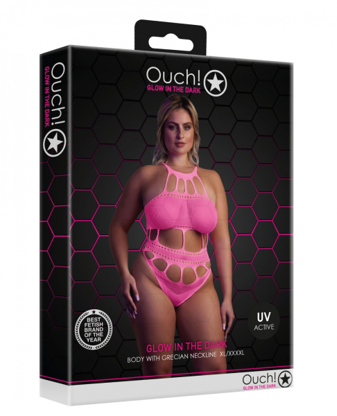 Боди with Grecian Neckline - Neon Pink - XL/XXXXL_1