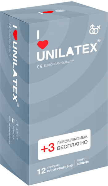 Презервативы ребристые Unilatex Ribbed 12+3 шт_1