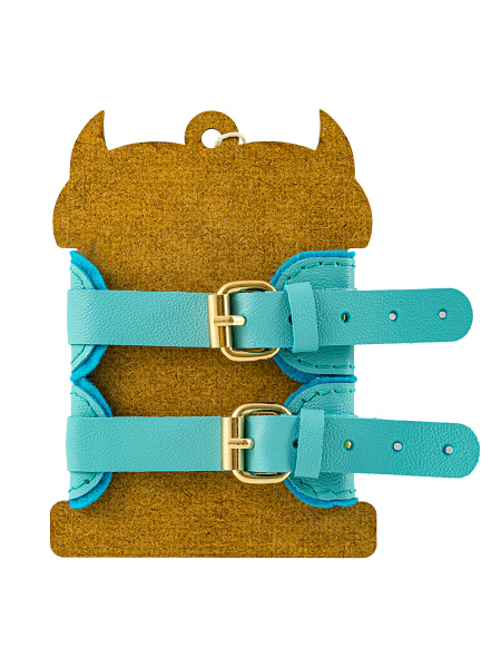 Оковы Pecado BDSM, «МИНИ» двуслойный, оригинальная сцепка, натуральная кожа, голубой_6