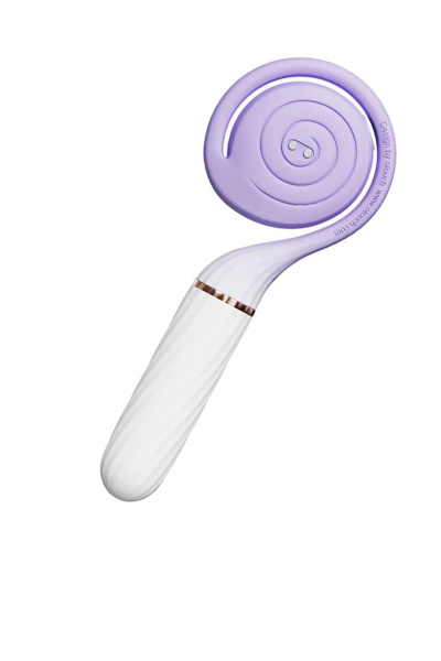 Вибратор с вакуумным стимулятором OTOUCH Lollipop Dual Stimulation, силикон, бело-фиолетовый, 20 см_2