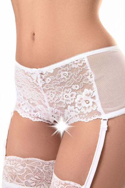 Эротические трусики-пояс Erolanta Lingerie Collection с кружевными вставками, белые (46-48)_2