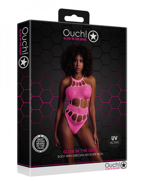Боди with Grecian Neckline - Neon Pink - XS/XL_1