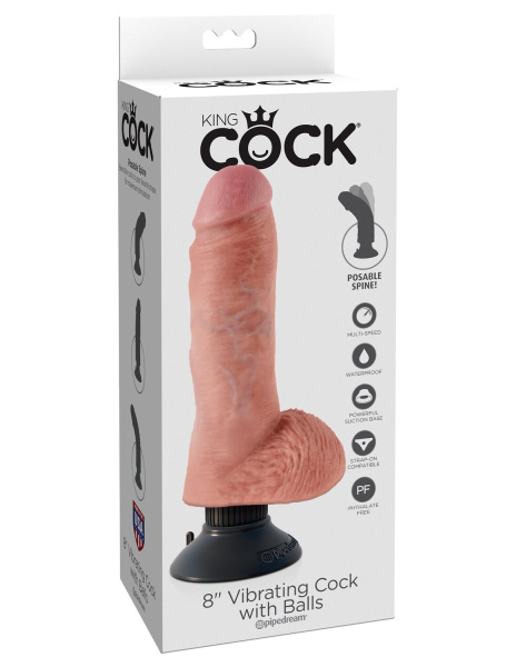 Вибромассажер 3в1 на съемной присоске 8 Vibrating Cock with Balls_1