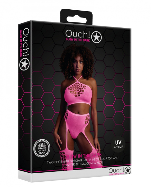 Топ и трусики Two Piece with Crop Top and Stockings - Pink - XS/XL_1