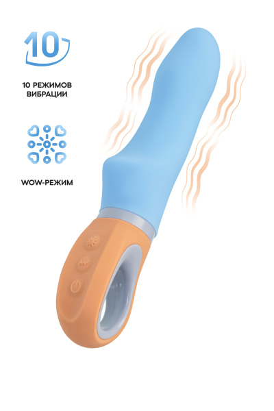 Вибратор Flovetta BLUEBELL, силикон, голубой, 18,5 см_2
