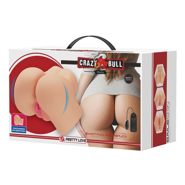 Мастурбатор Crazy Bull Hailey с вибрацией, вагина-анус, телесный_3