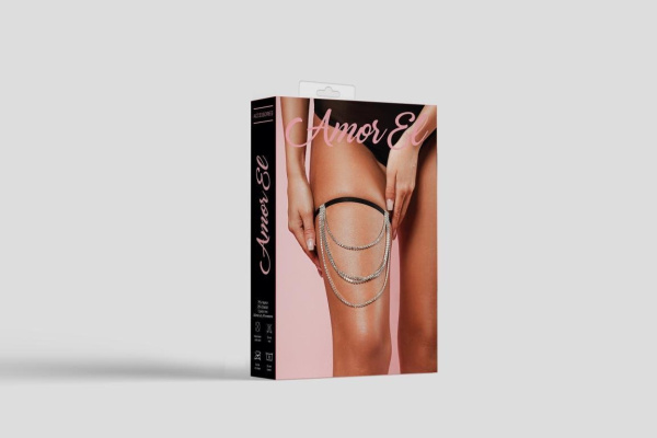 Подвязка с декоративной цепочкой в кристаллах OS Black_4