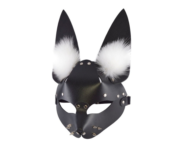 Маска Зайка с мехом, чёрная_3