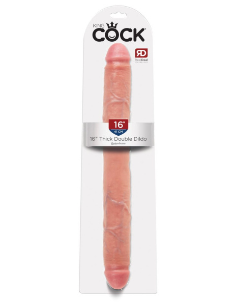 Двухсторонний фаллоимитатор телесный King Cock 16 Thick Double Dildo - Flesh_1