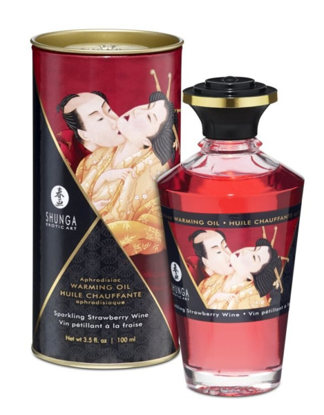 Возбуждающее масло SHUNGA “Интимные поцелуи” для оральных ласк - Игристое клубничное вино_1