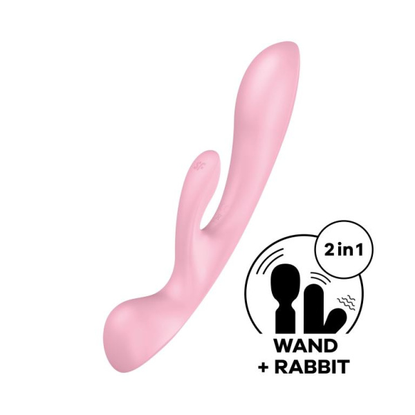 Гибкий вибратор-кролик 2 в 1 Satisfyer Triple Oh, розовый_1