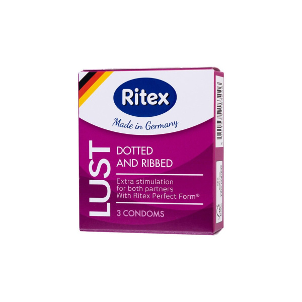 Презервативы Ritex LUST №3, рифленые с пупырышками, латекс, 19 см_1