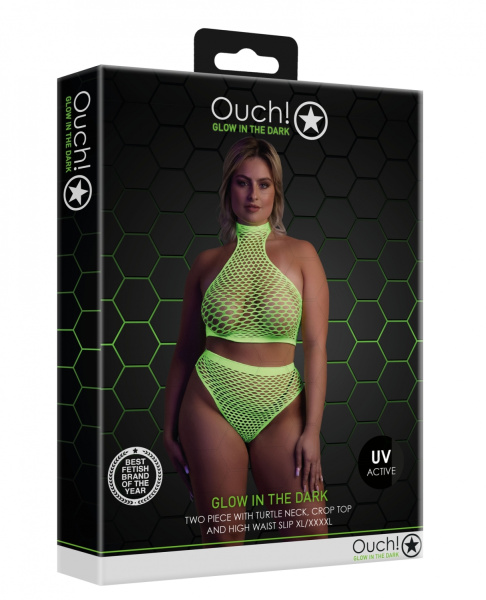 Топ в комлекте с чулками Turtle Neck and High Waist Slip - Green - XL/XXXXL_1