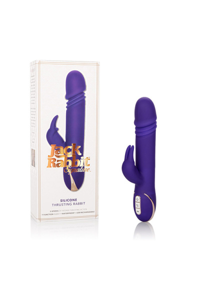 Перезарежаемый вибромассажер кролик Signature Thrusting Rabbit с функцией «поступательное движение»_1
