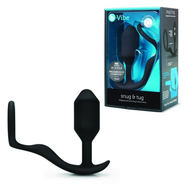 Эрекционное кольцо с анальным плагом B-vibe Snug & Tug_1