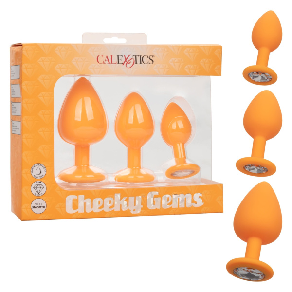 Набор из трёх анальных пробок CHEEKY CHEEKY GEM, желтые_1