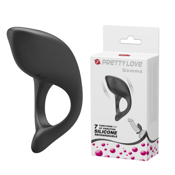 Перезаряжаемое эрекционное виброкольцо с клиторальным стимулятором PrettyLove Gemma_1