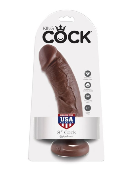 Фаллоимитатор на присоске коричневый King Cock 8 Cock Brown_1