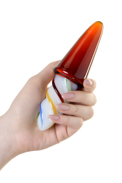 Двусторонний фаллоимитатор Sexus Glass, стекло, коричневый, 16 см_5