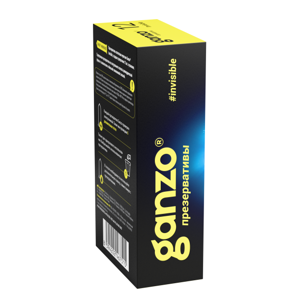 Презервативы Ganzo Invisible, супертонкие, с доп. смазкой, латекс, 18 см, 12 шт._1