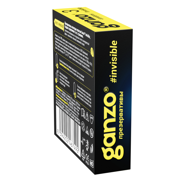 Презервативы Ganzo Invisible, супертонкие, с доп. смазкой, латекс, 18 см, 3 шт._2