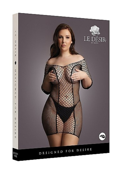 Мини-платье Duo Net с рукавами Plus size_1