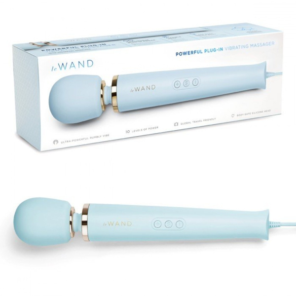 Нежно-голубой проводной вибромассажер Le Wand Sky Blue с 10-ю скоростями_9