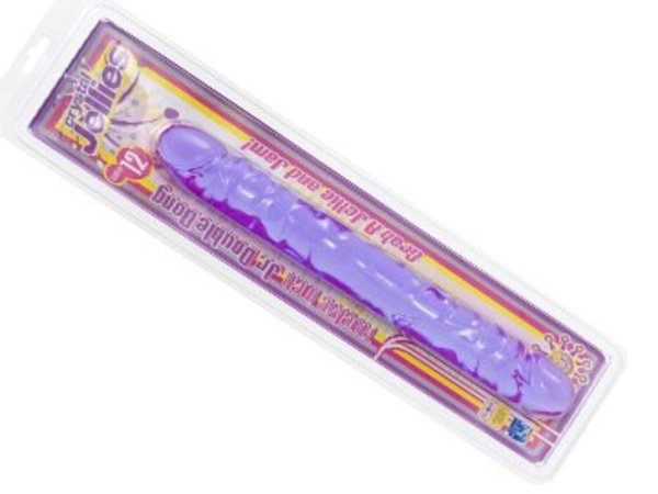 Фаллоимитатор двухголовый 12 фиолетовый Crystal Jellies 12 Jr. Double Dong - Purple_1