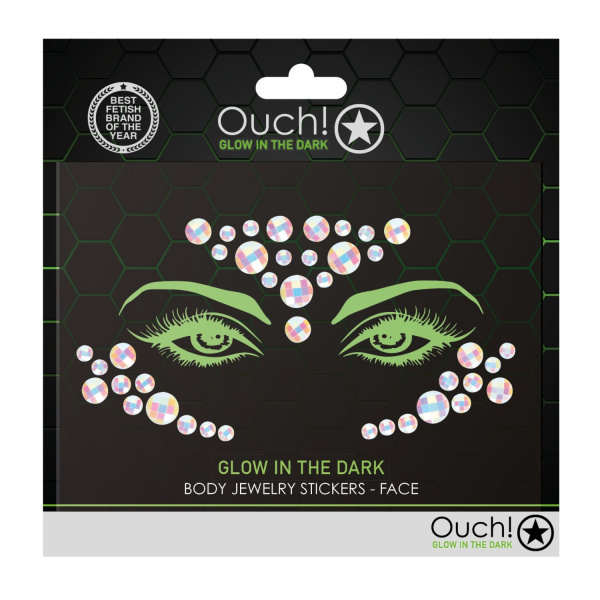 Декоративное украшение (камни) на клеевой основе Body Jewelry Stickers - Face - Glow in the Dark - O_1