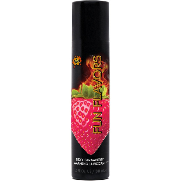 Согревающий лубрикант и лосьон для массажа со вкусом клубники WET Fun Flavors 30 ml_1