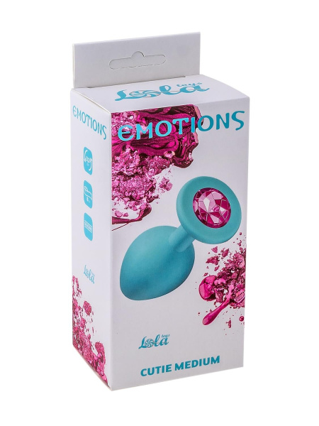 Анальная пробка Emotions Cutie Medium Turquoise pink crystal_1