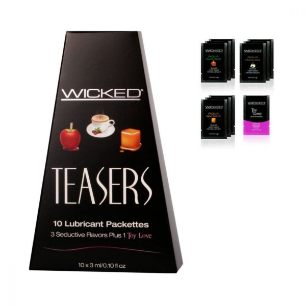Набор вкусовых лубрикантов в саше Wicked, 10 шт по 3 мл_1