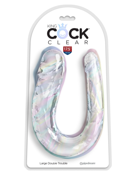 Двусторонний фаллоимитатор King Cock Clear, Double Trouble, прозрачный_2