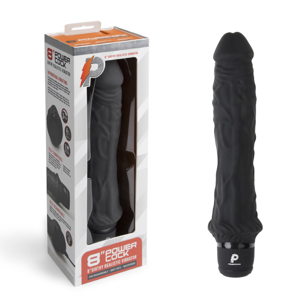 Классический массажер 8" Girthy Realistic Vibrator черный_1