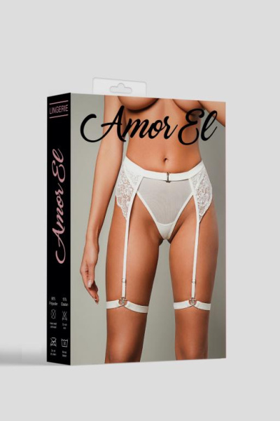 Женские трусики с поясом и гартерами S/M Cream_4