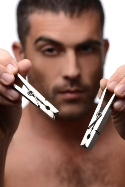 Металлические зажимы на соски в виде бельевых прищепок Bros Pin Stainless Steel Nipple Clamps_1