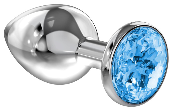 Анальная пробка Diamond Light blue Sparkle Large_1