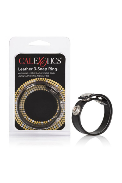 Эрекционное кольцо из натуральной кожи Leather 3-Snap Ring_1